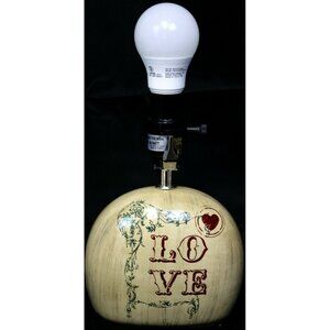 Beige Love Ceramic Lamp Small Floral Red Old World Vtg Look Inspired Flower Rose